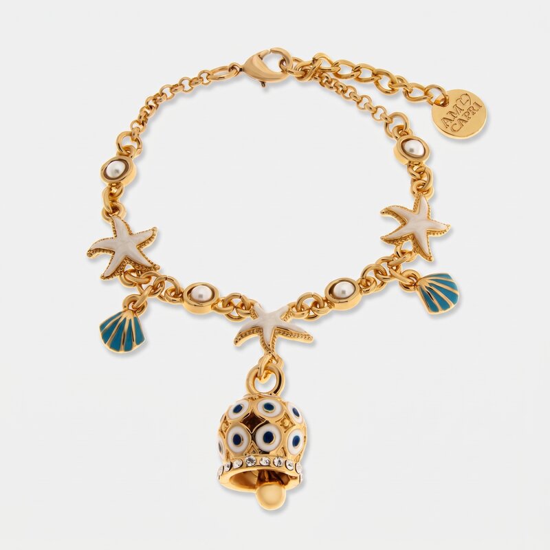 Bracciale con campanella stelle marine e conchiglie | collane conchiglia estate | BYSIMON