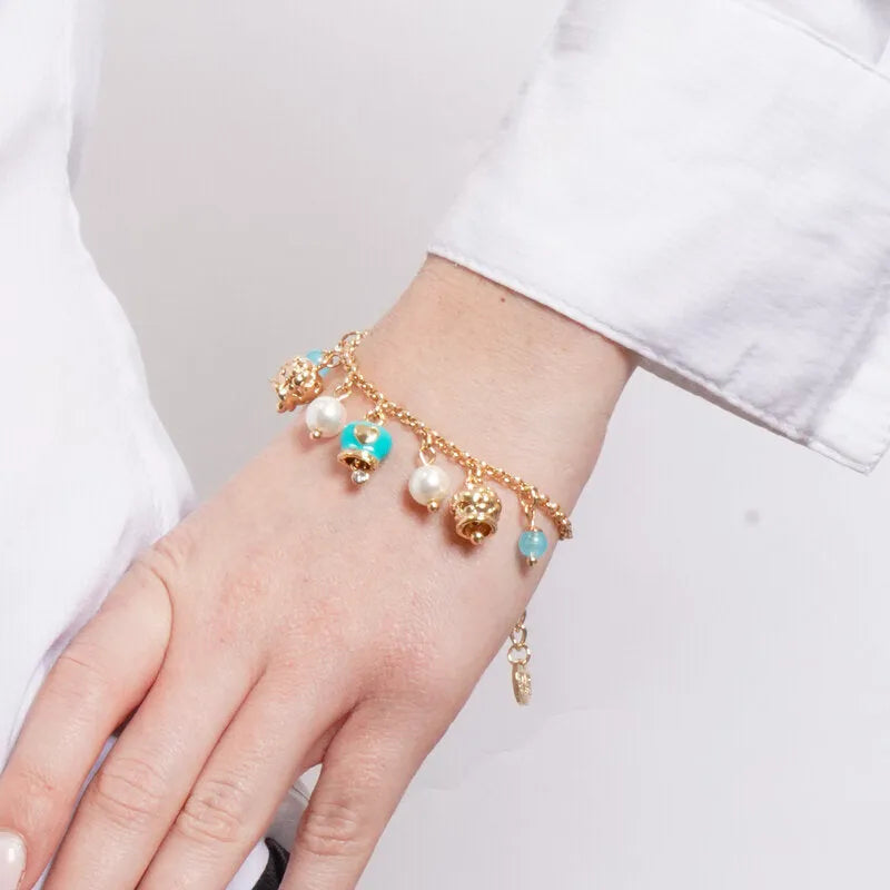 Bracciale in Metallo campanella azzurra con cuore