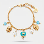 Bracciale in Metallo campanella azzurra con cuore - BYSIMON gioielli