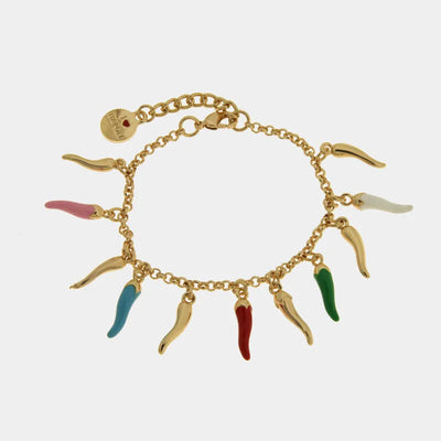 Bracciale in Metallo con cornetti pendenti colorati