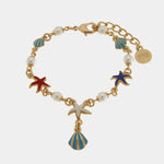 Bracciale in Metallo con simboli marini e pietre bianche BYS - gioiello BySimon