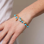Bracciale in Metallo con simboli marini pendenti e pietre azzurre BYS - gioiello BySimon