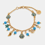 Bracciale in Metallo con simboli marini pendenti e pietre azzurre BYS - gioiello BySimon