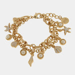Bracciale doppio filo in metallo con simboli marini ancora e conchiglie - BYSIMON