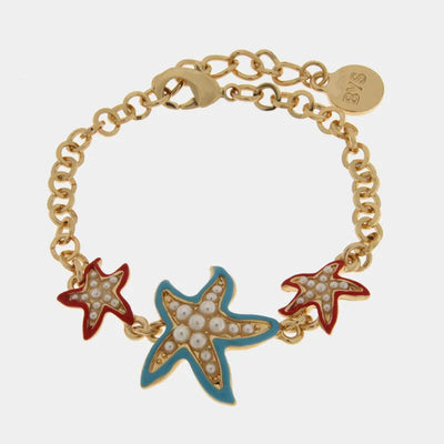 Bracciale in Metallo con stelle marine smaltate e pietre BYS - gioiello BySimon