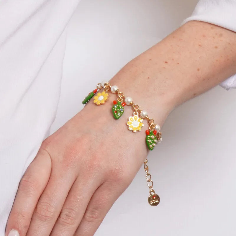 Bracciale in Metallo fichi d'india con margherite e fiori