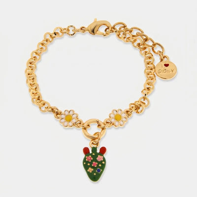 Bracciale in Metallo fico d'india con fiori e margherite