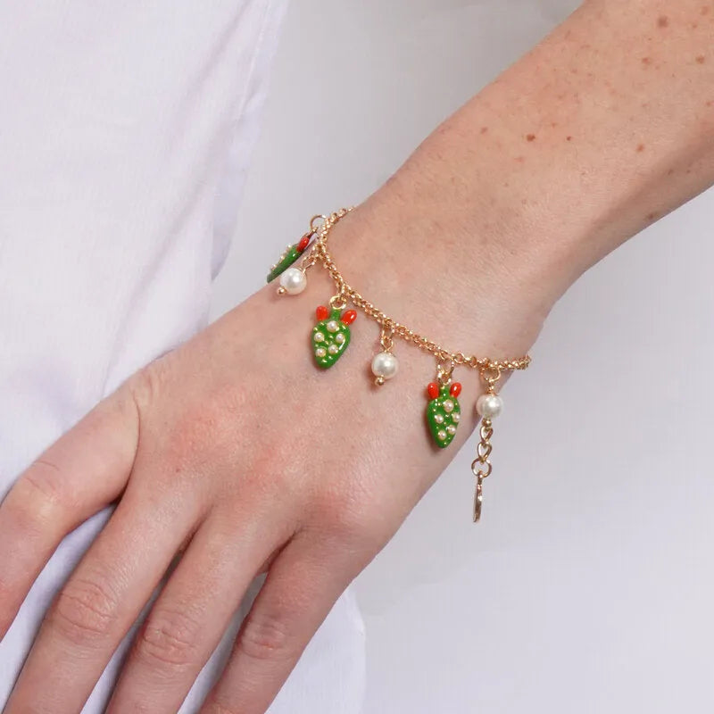 Bracciale in Metallo fichi d'india con perline