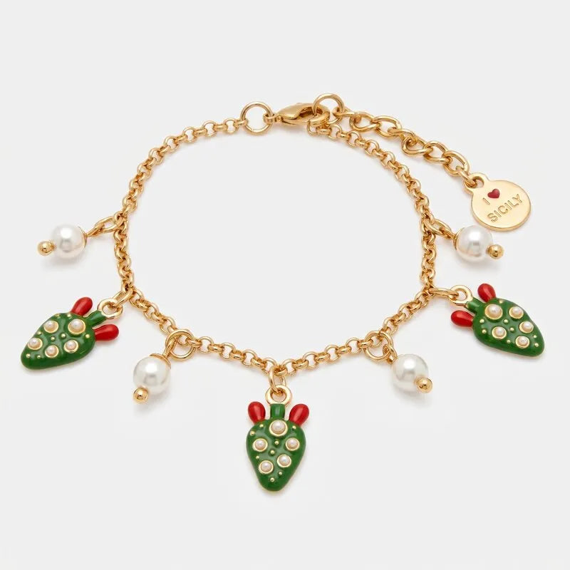 Bracciale in Metallo fichi d'india con perline