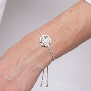 Bracciale in Metallo Quadrifoglio Cristalli Rosa