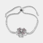 Bracciale in Metallo Quadrifoglio Cristalli Rosa BYS - gioiello BySimon