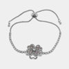 Bracciale in Metallo Quadrifoglio Cristalli Rosa