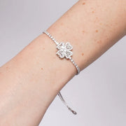 Bracciale in Metallo Quadrifoglio Cristalli Argento