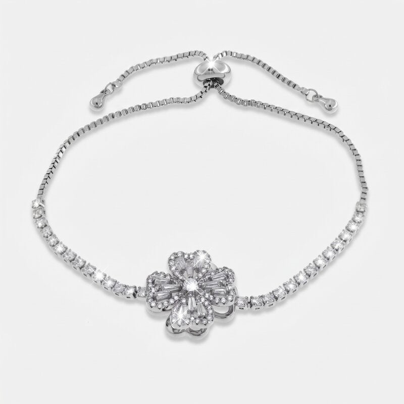 Bracciale in Metallo Quadrifoglio Cristalli Argento BYS - gioiello BySimon