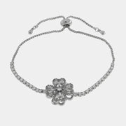 Bracciale in Metallo Quadrifoglio Cristalli Argento