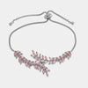 Bracciale in Metallo Foglie Cristalli Rosa