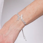 Bracciale in Metallo Foglie Cristalli Bianchi BYS - gioiello BySimon