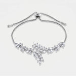 Bracciale in Metallo Foglie Cristalli Bianchi BYS - gioiello BySimon