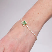 Bracciale in Metallo Quadrifoglio Cristallo Verde