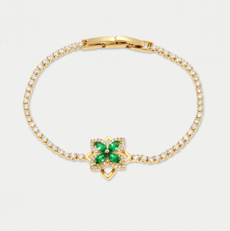 Bracciale in Metallo Quadrifoglio Cristallo Verde BYS - gioiello BySimon