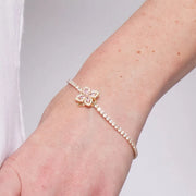 Bracciale in Metallo Quadrifoglio Cristalli Rosa