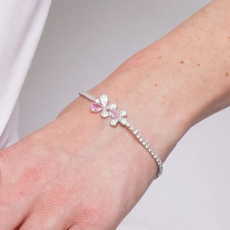 Bracciale in Metallo Farfalla Cristallo Rosa BYS - gioiello BySimon