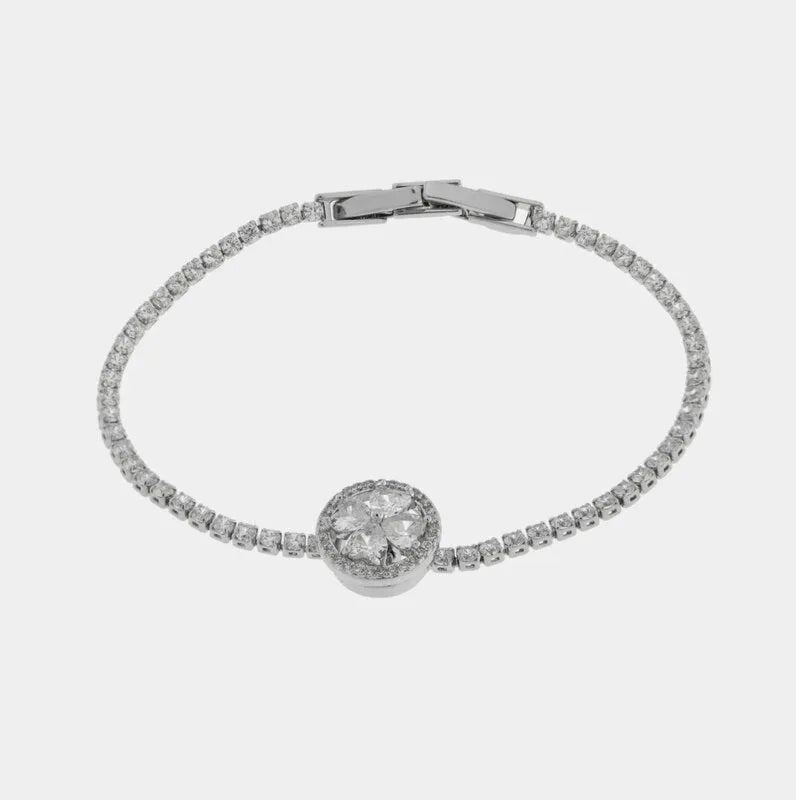 Bracciale in Metallo Cristallo Tondo Argento