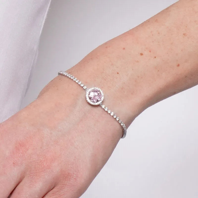 Bracciale in Metallo Cristallo Tondo Rosa BYS - gioiello BySimon