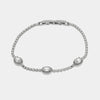 Bracciale in Metallo Cristalli Ovali Bianchi