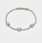 Bracciale in Metallo Cristalli Ovali Rosa - BYSIMON gioielli
