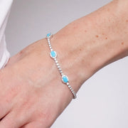 Bracciale in Metallo Cristalli Ovali Turchesi