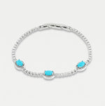 Bracciale in Metallo Cristalli Ovali Turchesi - BYSIMON gioielli