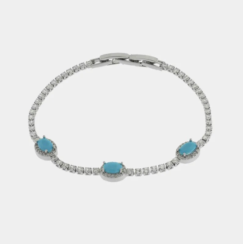 Bracciale in Metallo Cristalli Ovali Turchesi