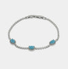 Bracciale in Metallo Cristalli Ovali Turchesi