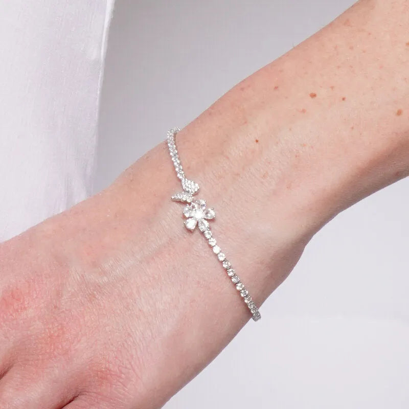 Bracciale in Metallo Foglia Cristalli