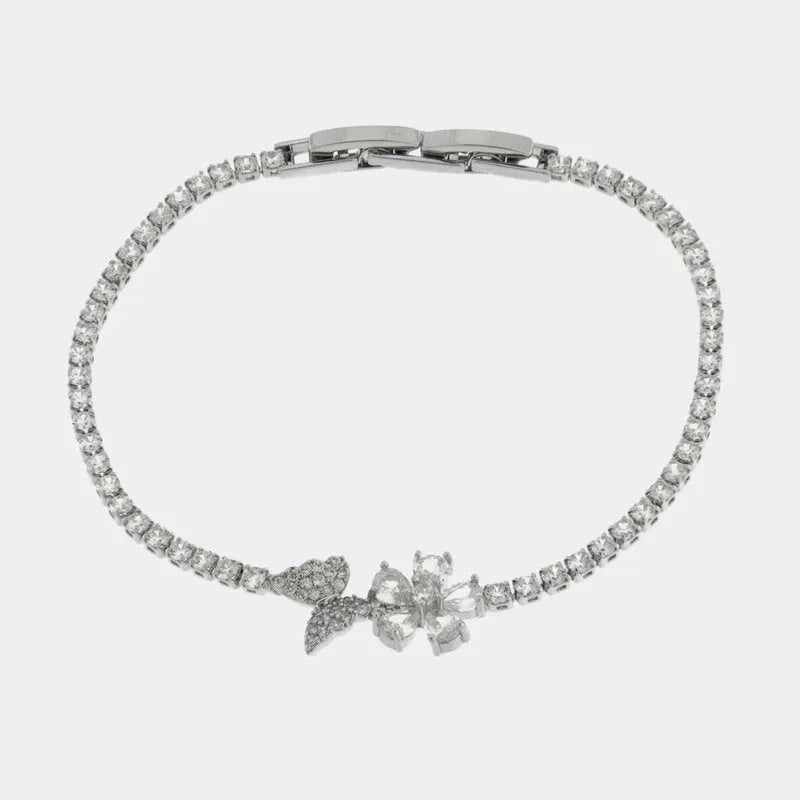 Bracciale in Metallo Foglia Cristalli
