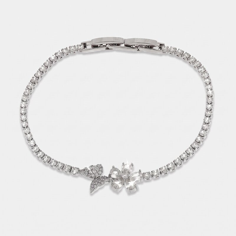 Bracciale in Metallo Foglia Cristalli - BYSIMON gioielli