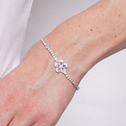 Bracciale in Metallo Fiore Cristalli Rosa