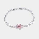 Bracciale in Metallo Fiore Cristalli Rosa - BYSIMON gioielli