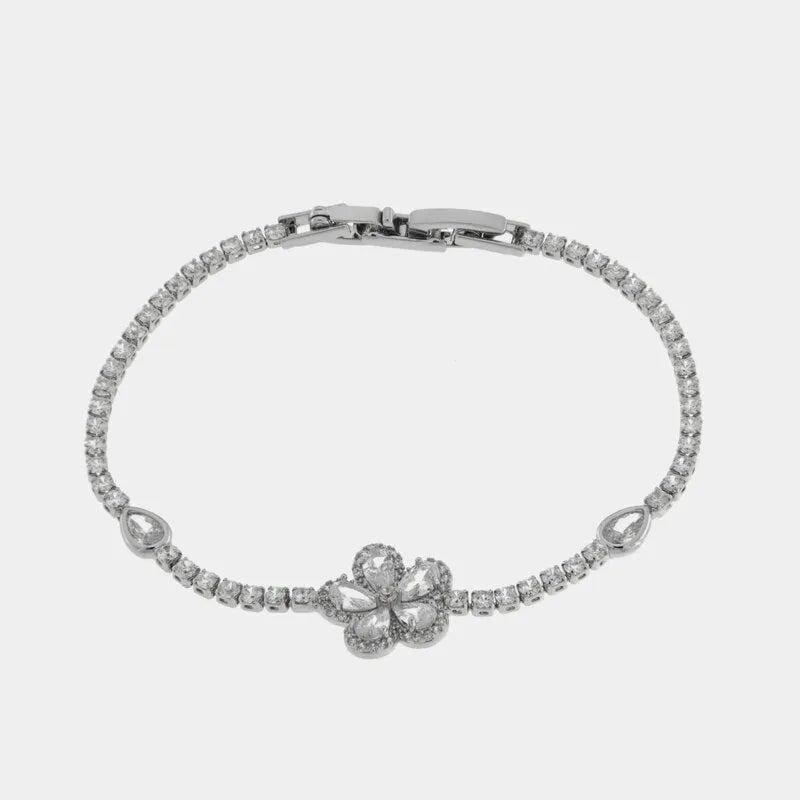 Bracciale in Metallo Quadrifoglio Bianco Piccolo