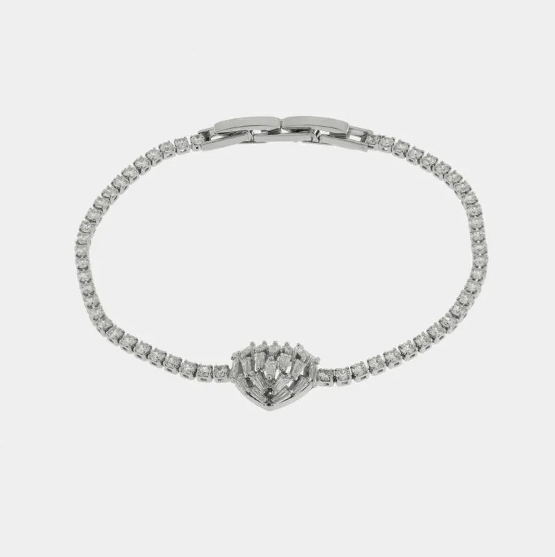 Bracciale in Metallo Corona Cristalli Bianchi