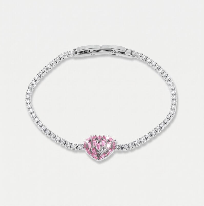 Bracciale in Metallo Corona Cristalli Rosa - BYSIMON gioielli