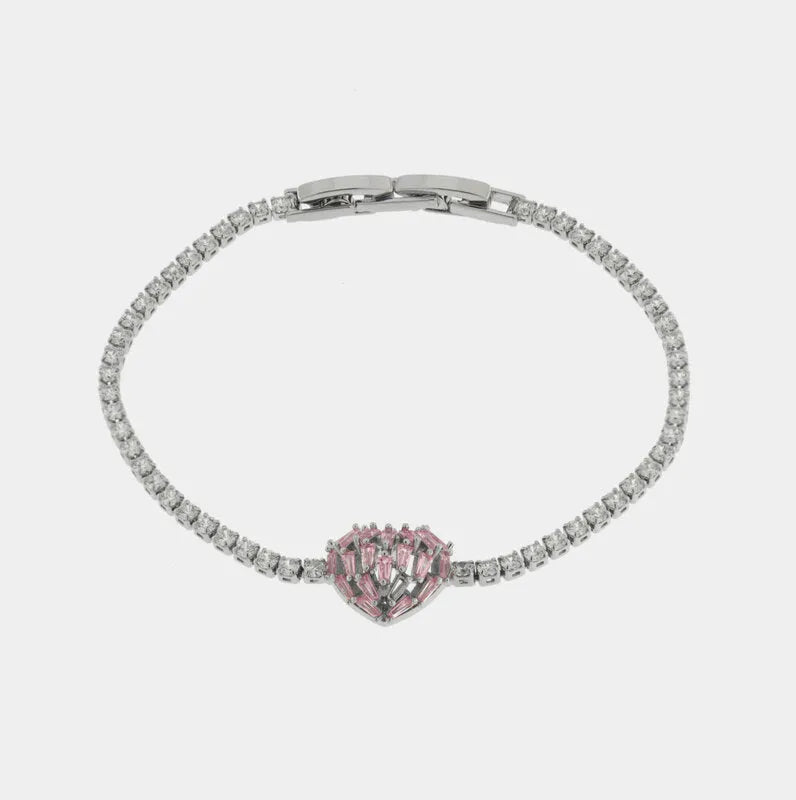 Bracciale in Metallo Corona Cristalli Rosa