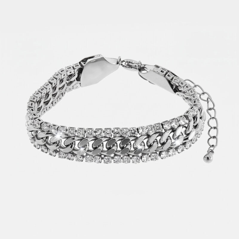 Bracciale in Metallo Doppia Catena Argento - BYSIMON gioielli