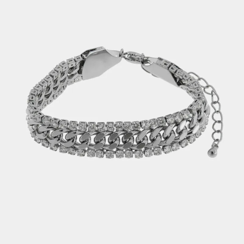 Bracciale in Metallo Doppia Catena Argento