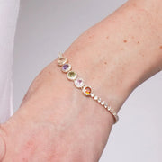 Bracciale in Metallo Cristalli Tondi Colorati