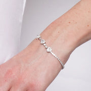 Bracciale in Metallo Cuori Cristalli Argento
