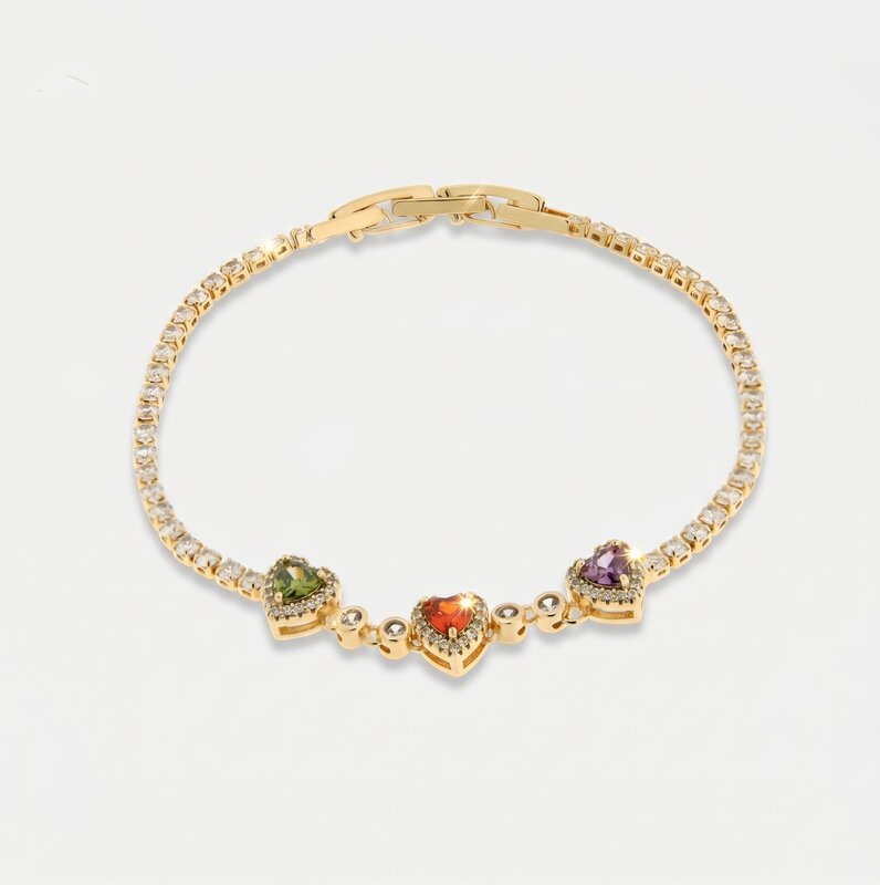 Bracciale in Metallo Cuori Cristalli Oro BYS - gioiello BySimon