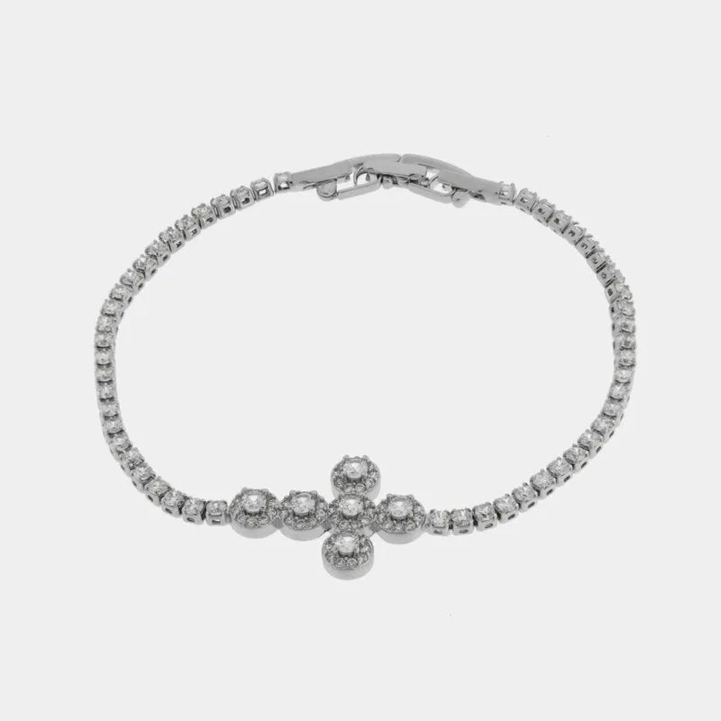 Bracciale in Metallo Croce Cristalli