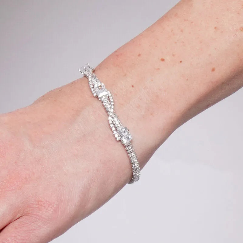 Bracciale in Metallo Cristalli Rettangolari